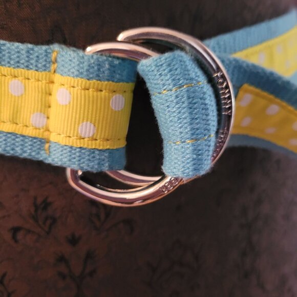 Tommy Hilfiger Polka Dot Blue & Yellow D-Ring Belt - Picture 2 of 5